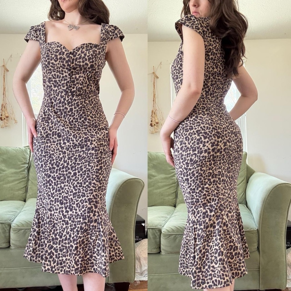 Leopard-Print Sweetheart Maxi Dress in Brown and Black